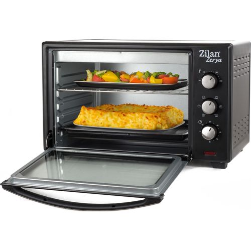 Zilan Minibackofen 45 Liter Konvektion 60 min Timer Ober-Unterhitze Mini Backofen Kleiner Backofen Elektrischer Backofen