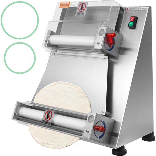 VEVOR Pizzateig-Gebäckpresse 76,2 bis 381 mm, 1-5,5 mm Dicke Herstellungsmaschine zum Pressen von Pizza-Handküchen, 260 Stk/h Elektrische Pizzateigpresse, Kommerzielle Edelstahl Teigausrollmaschine