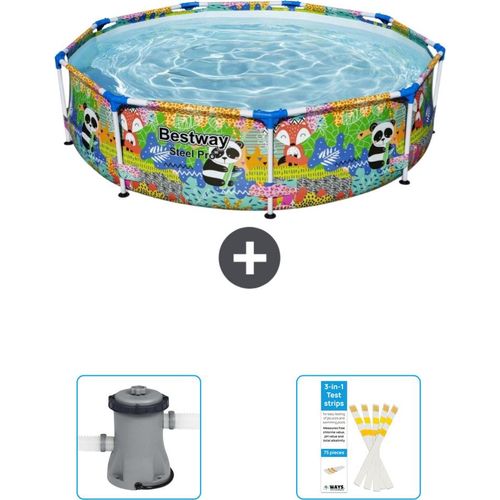 Bestway Round Steel Pro-Schwimmbecken – 274 x 66 cm – Tierdruck – im Lieferumfang enthalten Pumpe - Teststreifen