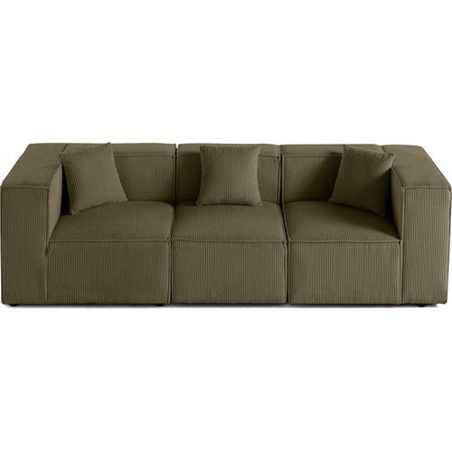 Lisa Design Arty - 3-Sitzer modulares Sofa - Cord , Grün