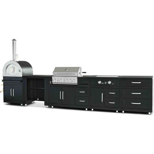 Outdoor-Küche, 5 Elemente und 3 Kochmodule - Oviala Memphis