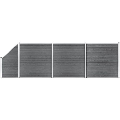 Möbel WPC Zaun-Set 3 Quadrate + 1 Schräge 619x186 cm Grau - Metallzäune 3053235