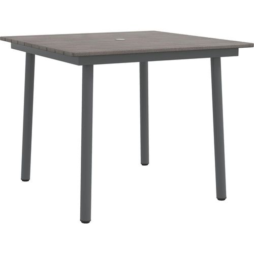 Gartentisch Esstisch 4 Personen Schirmloch Terrassentisch Lattenrost HDPE Dunkelgrau 90x90x75cm, 90 cm, Dunkelgrau, 90 cm, 75 cm, Aluminium