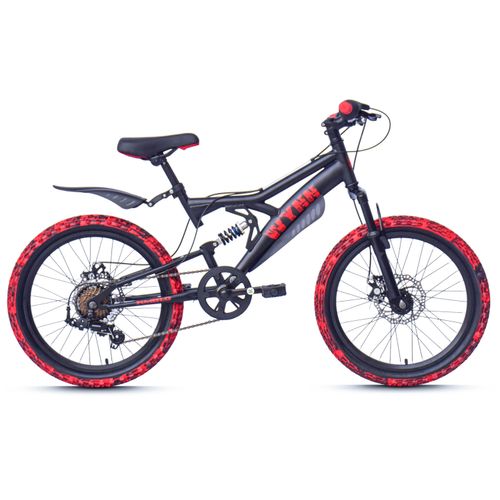 WYNN Mountainbike 20 Zoll KMB1.0 schwarz-rot 7 Gänge mech. Scheibenbremse