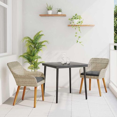 Essgruppe 3 pcs Hellgrau und Schwarz 80 cm x 80 cm