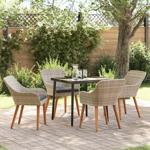 Essgruppe 5 pcs Hellgrau und Schwarz 80 cm x 80 cm