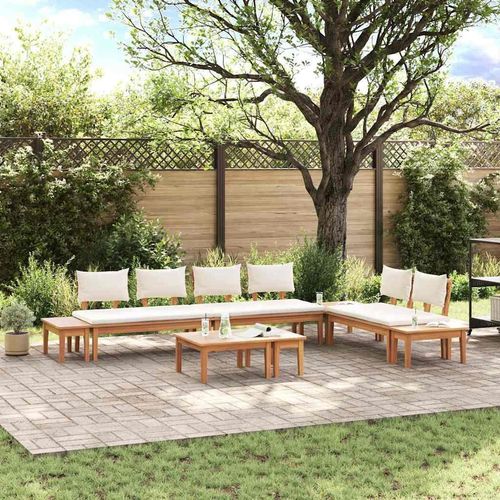 vidaXL Gartenbänke Set mit Kissen mit Speicher 5 pcs Braun, Creme