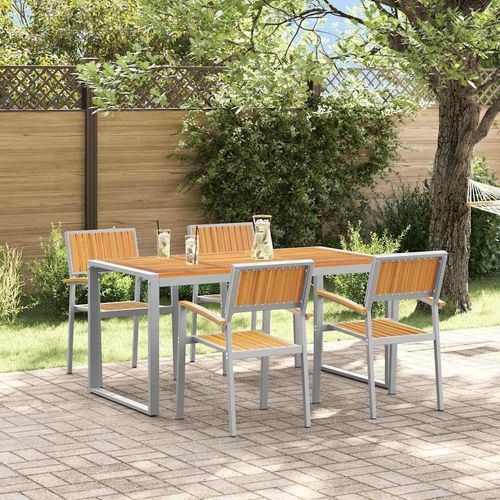 Garten Essgruppe 5 pcs Grau und Braun 160 x 80 x 75 cm