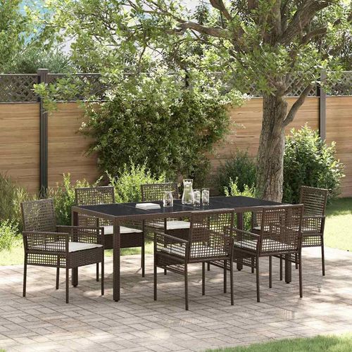 Garten Essgruppe 7 pcs Braun 190 x 90 x 75 cm Poly-Rattan