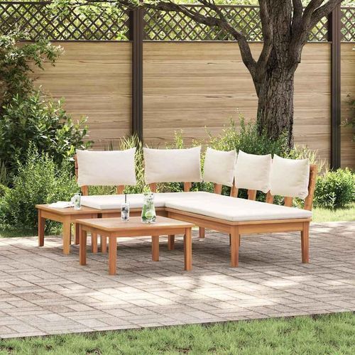 Gartenbänke Set mit Kissen mit Speicher 4 pcs Braun, Creme