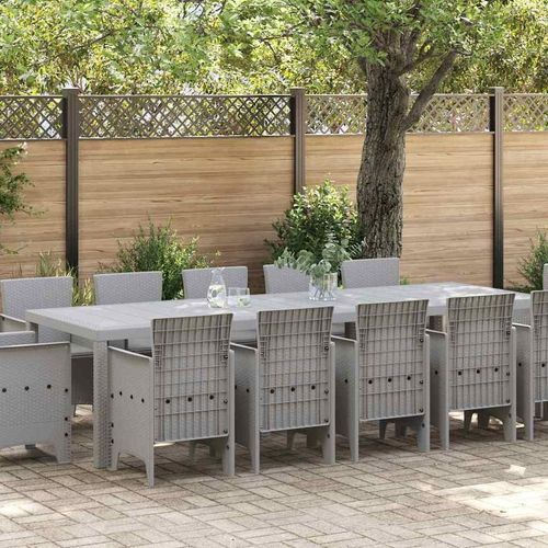 Garten Essgruppe 13 pcs Hellgrau 300 x 100 x 73 cm Poly Rattan