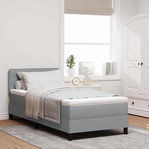 LED Boxspringbett mit Matratze Hellgrau 100x200 cm Stoff