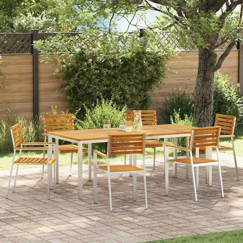 Garten-Essgruppe 7 pcs Massives Akazienholz & Edelstahl