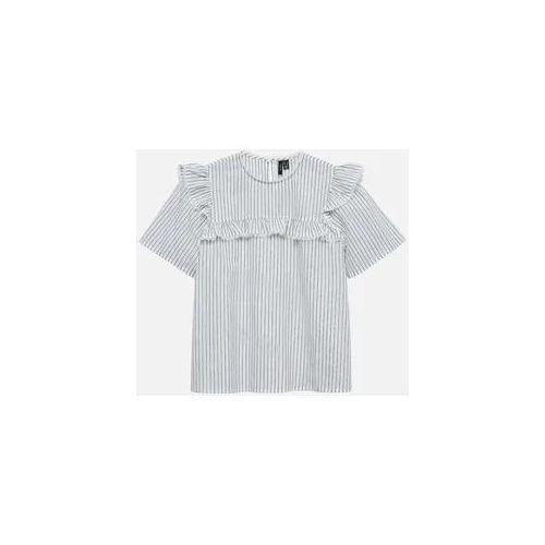 Glockenfrillstreifen -Oberteil - Schneewittchen / Schwarz - Vero Moda