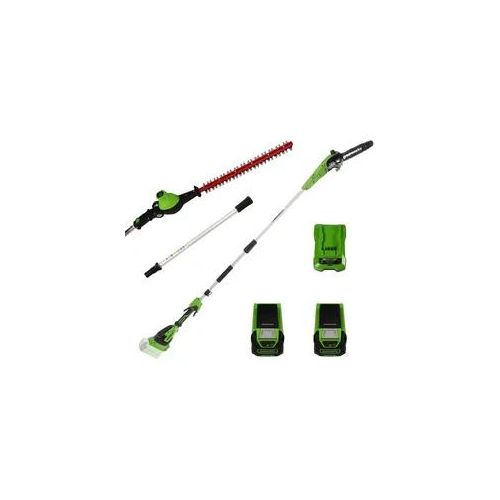 Greeworks GD40PSHK2X - Elektro-Hecken- Baumschere auf Verlängerungsschaft - 2 x 2Ah 40V