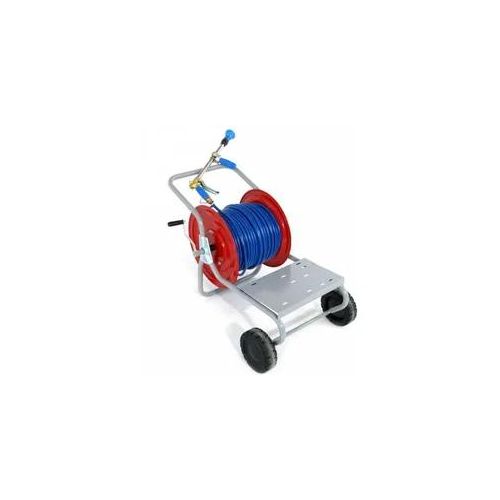 Schlauchhaspel auf Wagen, 100 Meter Schlauch 40 bar und Spritzlanze