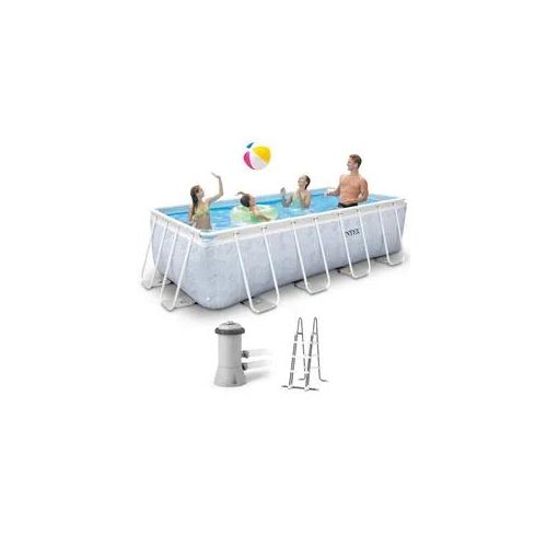Intex Prisma Frame Chevron 26780NP - Aufstellpool + Filterpumpe und Poolleiter