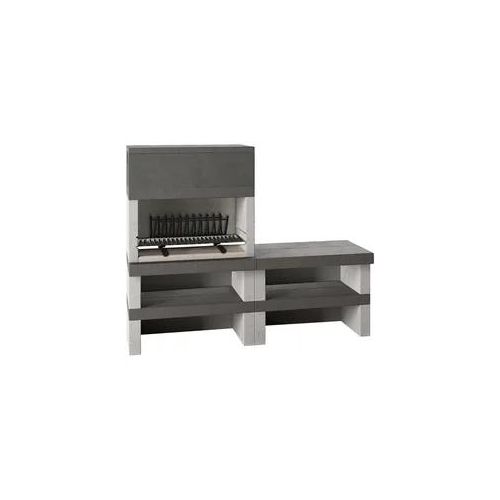 Edilmark KUBO.1 - Grillkamin Holz und Holzkohle - intere Feuerstelle, beidseitig nutzbare Bank/Ablagefläche