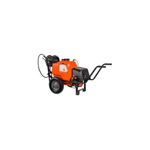 Batteriebetriebene Spritzpumpe Stocker 12 V 80 L art. 303 - Elektrische Spirtzpumpe auf Wagen mit Spritzgestänge und Anhängerkupplung