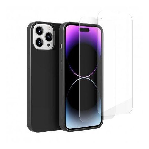 Hülle iPhone 14 Pro Max und 2 schutzfolien - Silikon - Schwarz