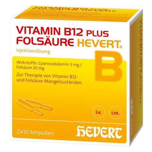 VITAMIN B12 PLUS Folsäure Hevert a 2 ml Ampullen 2X10X2 ml