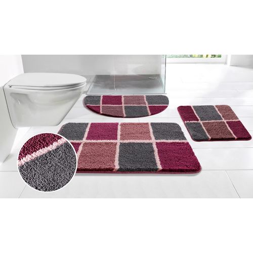 my home Badematte »Anna mit Kachelmuster, Badvorleger, Badezimmer Teppich, Duschvorleger«, rutschhemmend beschichtet, strapazierfähig, Badteppich, Hoch Tief Effekt, Modern, Weich Image