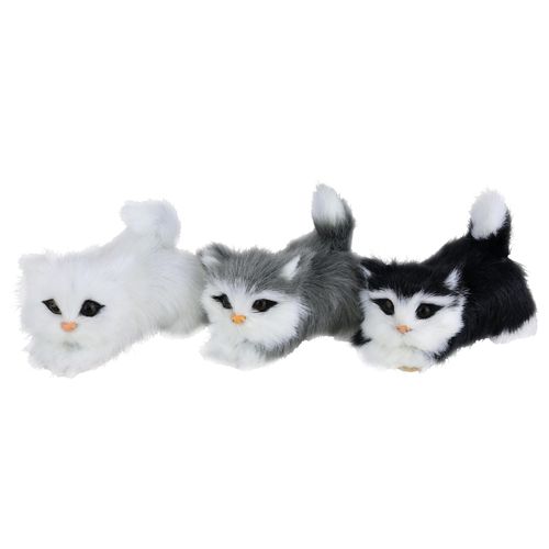 I.GE.A. Dekofigur »Tierfigur mini Katzen 3er Set«, Kunstfell Statue Ornament Dekotier Deko-Objekt Pelztier Plüschtier
