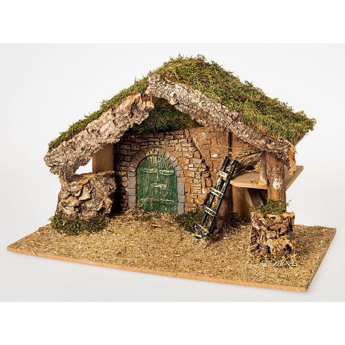 Krippe aus Holz und Moos, 49 x 28 x 33 cm