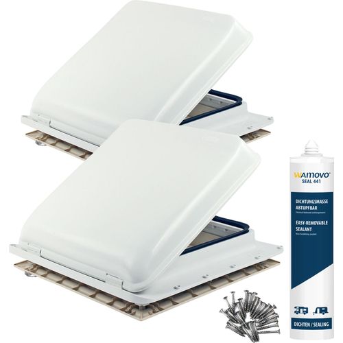 2x Dachfenster Fiamma Vent 40x40 cm Weiß + Dichmittel + Schrauben
