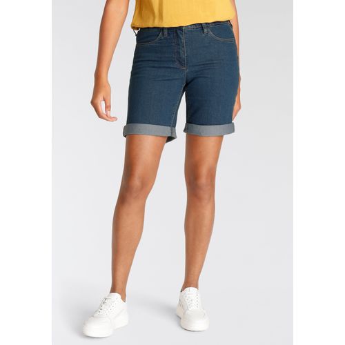 Jeansbermudas ARIZONA, Damen, Gr. 36, N-Gr, blau (blau washed), Denim/Jeans, Obermaterial: 81% Baumwolle, 17% Polyester, 2% Elasthan, Basic, comfort fit kurz, Jeans, weite Passform, kurze Beinform, hohe Leibhöhe