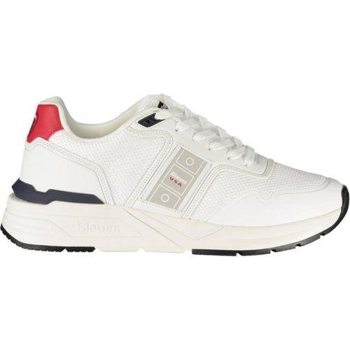 Weißer Herrensportschuh mit Kontrastdetails und Logo-Applikation