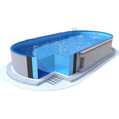Ibiza oval - 4.16 x 8.00 x 1.20 m - grey wall thickness 0.6mm, with holes for skimmer and backjet, bottom rails, WITHOUT top rails P1/P3