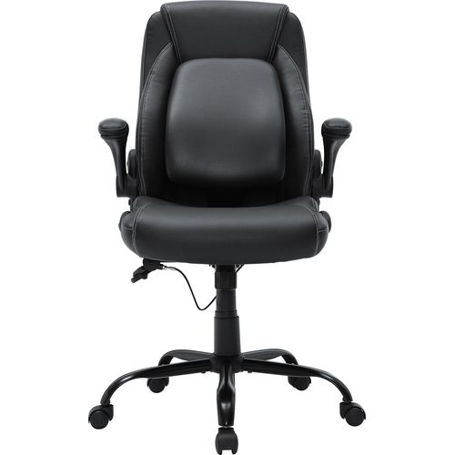 SucceBuy Executive-Bürostuhl mit verstellbarer Lendenwirbelstütze, ergonomischer Stuhl mit hoher Rückenlehne aus Kunstleder zur Linderung von Rückenschmerzen, mit gepolsterten, hochklappbaren Armlehnen für Bürokomfort