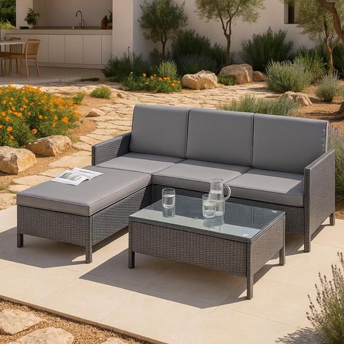 Gartenmöbelset 'Murcia' Rattan 3-tlg. Rattan-Möbel Dunkel-/Hellgrau