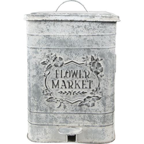 Clayre & Eef Treteimer 26x26x36 cm Grau Metall Blumen