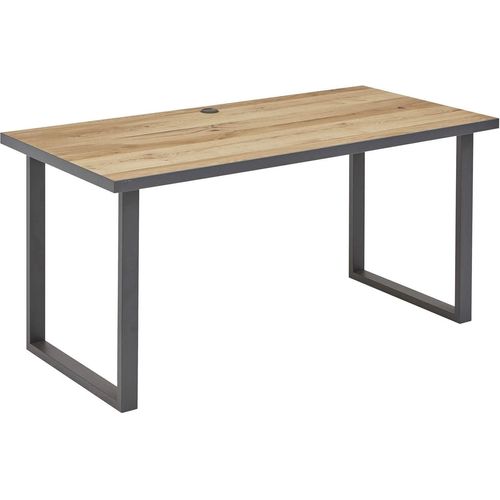 Schreibtisch - Braun - Graphitfarben - Balkeneiche furniert - Metallgestell - 160 x 80 cm