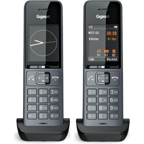 Gigaset Comfort 520HX Duo - 2 DECT-Mobilteile mit Ladeschale - Fritzbox-kompatiel, Schnurloses Telefon für Router & DECT-Basis, titan-schwarz [Kompatibel in DE, IT, FR, NL, BE, CHE, AUT] [Ohne Basis]