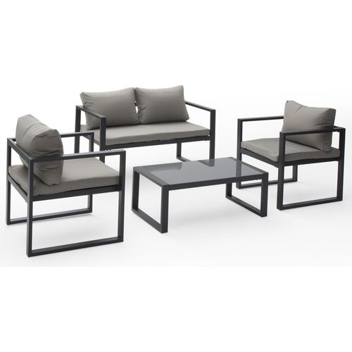 Gartenmöbel IBIZA aus grauem Stoff 4-Sitzer - Aluminium Anthrazit