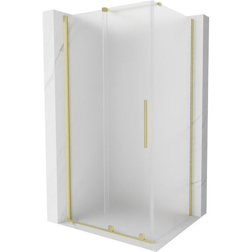 Mexen Velar Duschkabine, schiebbar 90 x 80 cm, gefrostet, gebürstetes Gold - 871-090-080-31-55