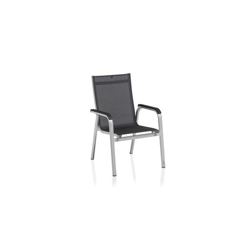 Kettler Stapelsessel BASIC+ PREMIUM, Aluminium Silber / Outdoorgewebe Lakritz