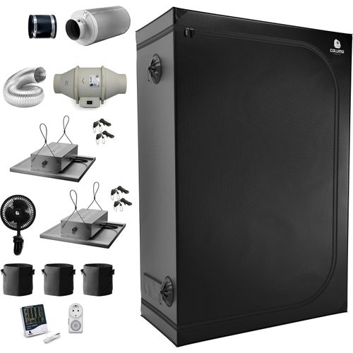 Growbox Komplett Set Classic L 150 - für 3 Pflanzen, 60x120x180cm, 150W LED (2x 75W)