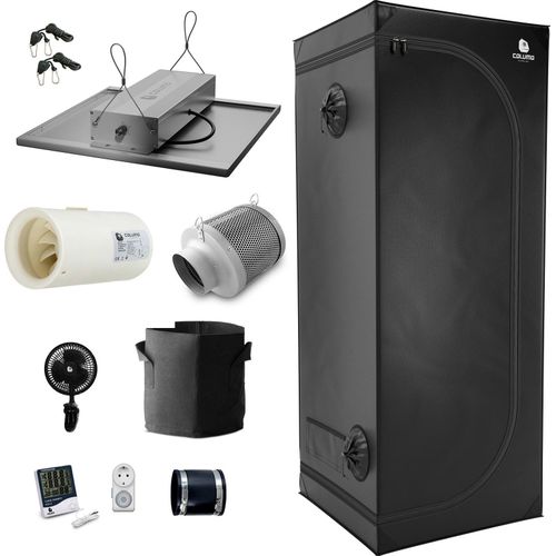 Growbox Komplett Set Deluxe S 150 - für 1 Pflanze, 60x60x160cm, 150W LED