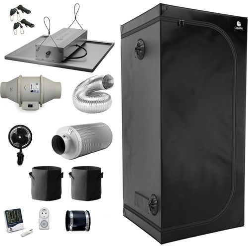 Growbox Komplett Set Classic M - für 2 Pflanzen, 80x80x180cm, 150W LED