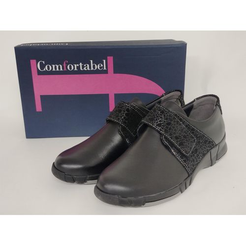 Comfortabel Damen Klett-Halbschuh schwarz, herausnehmbare Innensohle 39