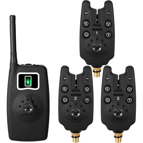 Lixada Wireless Angeln Bissanzeiger Set Digital Angeln Alarm Kit LED Alarmanzeige Alarm Bell Empf?nger Angelger?t mit Rei?verschluss Box