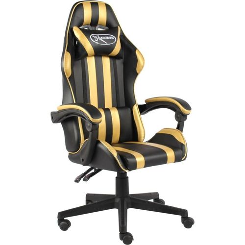 Gaming-Stuhl Schwarz und Golden Kunstleder