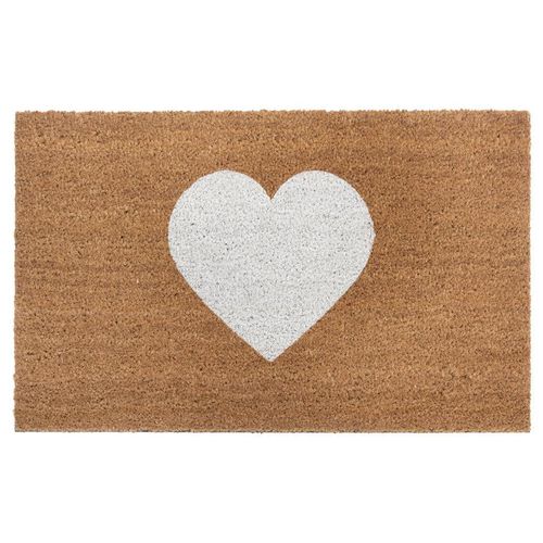 Xxxl Kokosmatte Mix Mats , Weiß, Hellbraun , Naturmaterialien , Herz , rechteckig , 45x75 cm , rutschfest, für Fußbodenheizung geeignet,