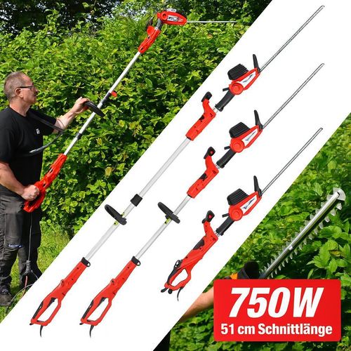 HECHT 675 Teleskop Heckenschere Elektro| 750W | 56 cm Schnittbreite | bis 4m Höhe | 28 mm Stärke