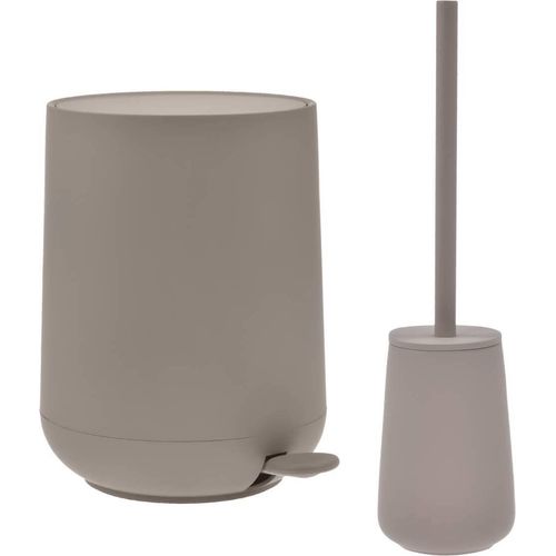 Zone Denmark Bad Accessoires 2tlg Set Pedaleimer und Toilettenbürste taupe