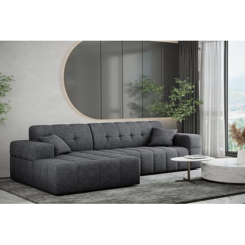 Ecksofa Designersofa NANCY in Stoff Perfekt Harmony Anthrazit Ottomane Links